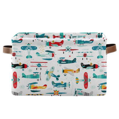 Storage Basket Cube Cartoon Airplane Helicopter Large Collapsible Toys Storage Box Bin Laundry Organizer for Closet Shelf Nursery Kids Bedroom,15x11x9.5 in,1 Pack