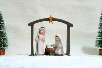 ENNAS Little People Nativity Set – 12-Piece Mini Christmas Nativity Scene Set, Indoor Holiday Manger Figures for Tabletop Decor, White Nativity Figurines