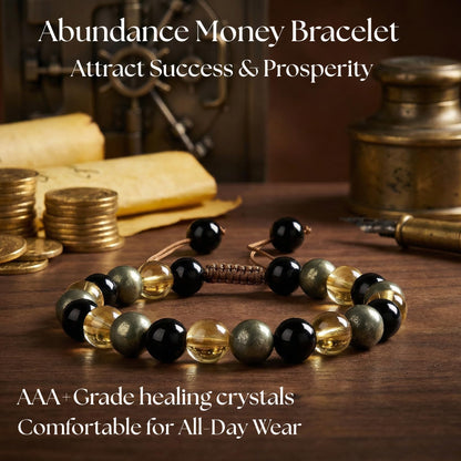 Atminafays Citrine Bracelet for Women & Men | Genuine Crystal Bracelet for Money, Wealth & Success with Pyrite & Obsidian | Adjustable Feng Shui Bracelet