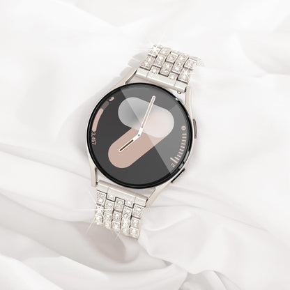 G-ficu Galaxy Watch 7 6 5 4 FE Band 20mm Diamond Bands for Samsung Galaxy Watch 7 6 5 4 FE Band 40mm 44mm, Women Bling Metal Strap for Samsung Watch Bands/4 6 Classic/3 41mm/Active 2-Cream