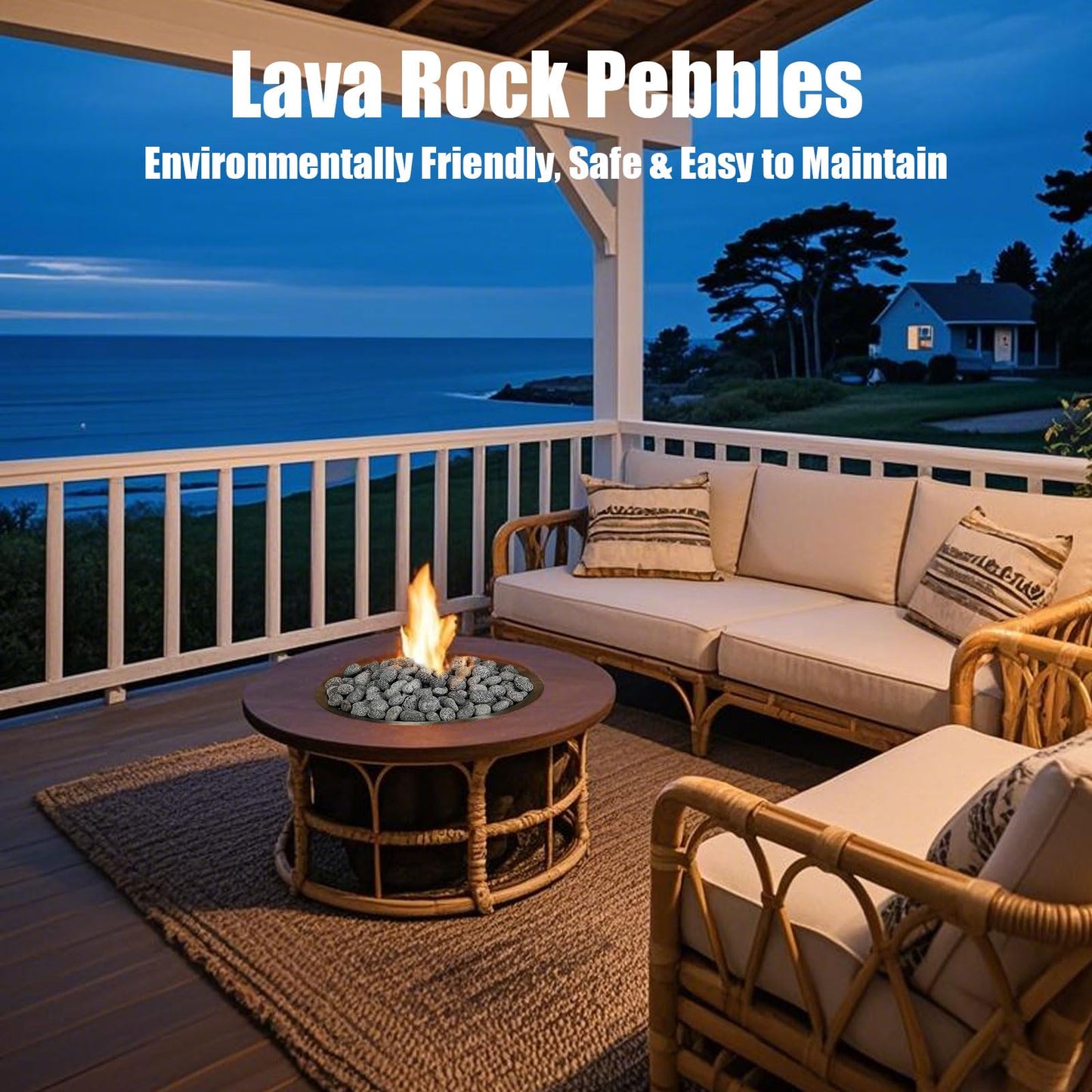 Premium 2-3 Inch Black Lava Rock Pebbles, 10 Pounds Fire Rocks for Gas Fire Pits, Fireplaces, Landscaping, and Plant Cultivation, Natural Tumbled Stones for Indoor and Outdoor Use