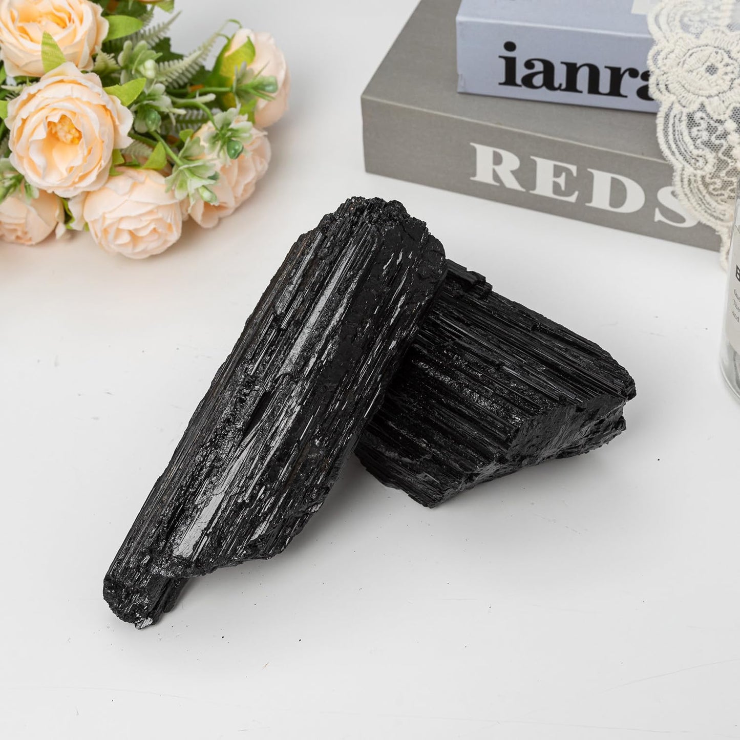 SMOHEAL Large Raw Black Tourmaline Crystal Natural Rough Stone Healing Crystals for Meditation Reiki Energy Decoration 1.5-2lbs