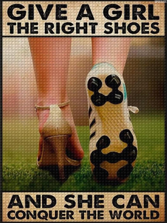 IPISSOI Diamond Painting Kits Vintage Soccer GIVE Right Shoes Conquer The World Diamond Painting DIY 5D for Adults Woman, Numbers Accessories Arts and Crafts for Home Wall Decor 12x16 inch