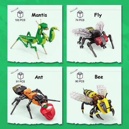 KAZI Bugs Building Toy Set,Insect Collection Building Blocks Including 8 Different Bug,STEM Toys for Kids Age 8 and Up,Play and Display Gift Idea for Boys & Girls,Ideal Gifts for Birthday Mothers Day