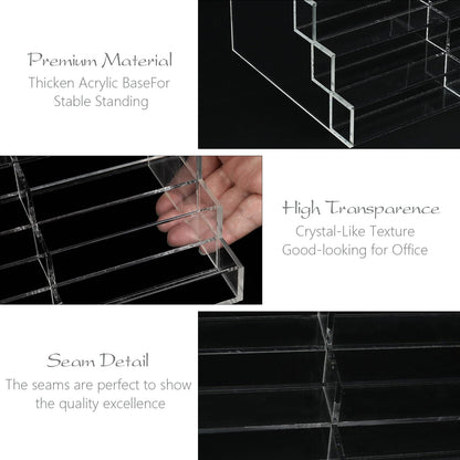 Vevitts 20 Slots Acrylic Business Card Holder, Clear Plastic Desk Business Card Stand, Multi-Card Display Rack for Office Home School Recipe Brochure File