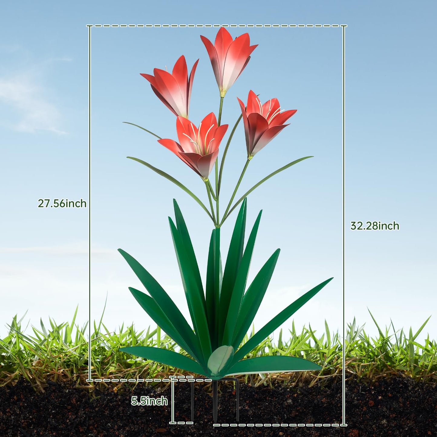 TOMBABY 32.28 Inch Metal Agave Plant Outdoor Decoration Lily Mexican Yard Art Garden Gift Home Decor Hand Painted Metal Agave Garden Yard Statue (1, Green)