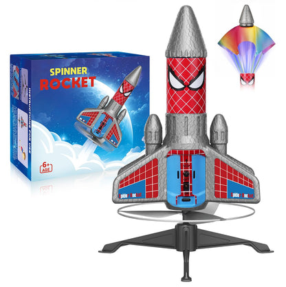 Fullware Rocket Launcher for Kids – 2nd Gen Upgraded Design, Electric Auto Launch, 200ft Flight with Safe Parachute, Outdoor Rocket Toy for Boys & Girls, Birthday Gift for Ages 6-13, Spider Pattern