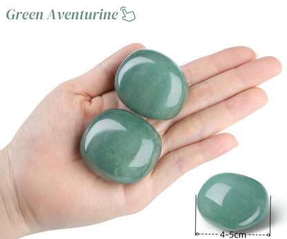 QINJIEJIE 1.6-2.0" Green Aventurine Crystal Polished Rocks 2PCS Healing Crystals Large Tumbled Stones Gem Stones for Energy Witchcraft Meditation DIY Decoration Gifts