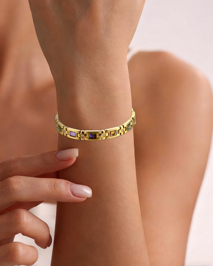 MagEnergy Magnetic Bracelet for Women, Gold Titanium Steel Strength Magnetic Bracelet with Sizing Tool, Adjustable Jewelry Gifts