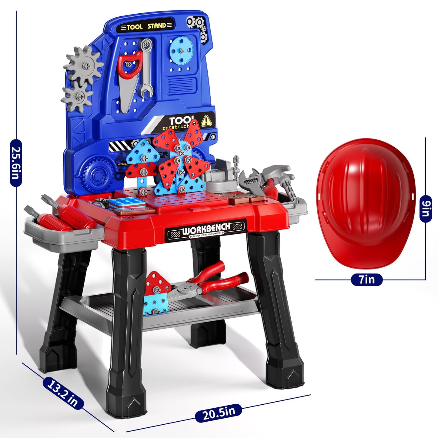 Kids Tool Bench Set, 142Pcs Toddler Tool Toy Playset with Electric Drill & Realistic Tools, STEM Building Pretend Play Construction Toys for Boys, Toddlers Toys Gifts for Ages 3 4 5 6 7 Year Olds