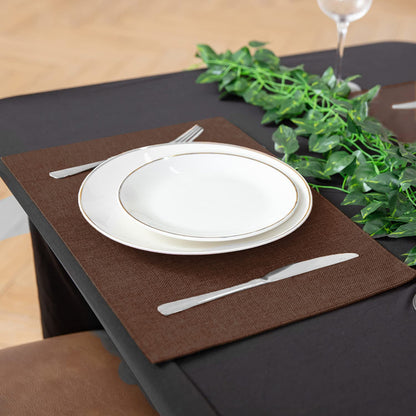 Rinpon Cloth Placemats Set of 8, Linen Type Fabric Placemats Machine Washable Heat Resistant Placemats Wrinkle Free Thick Polyester Kitchen Place Mats for Dining Table (Dark Brown)