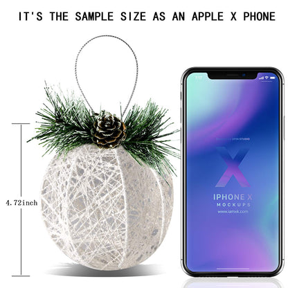 Christmas Ball Ornaments, 4pc Set White Pinecone Rattan Thread String Christmas Tree Ornament Xmas Trees Wedding Party Decorations