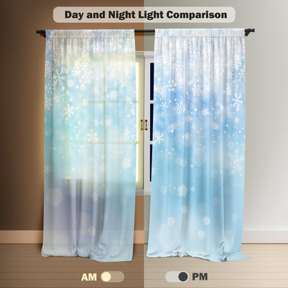 Yilinata Frozen Winter Wonderland Window Curtains for Kids Girls Snowy Landscape Snowflake Baby Living Room Bedroom Nursery Toddler Home Rod Pocket Drapes Decor 84 in x 84 in