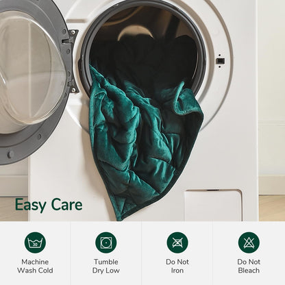 Kaisa Weighted Blanket for Adults (10 lbs, 60" x 78"), Soft Heavy Blanket Machine Washable, Queen Size Weighted Blankets with Glass Beads for Stress Relief and Sleep Promotion,Green