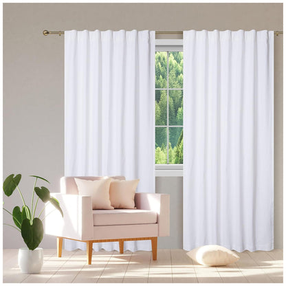 HOMIDATE White Cotton Curtains Set of 2-50x63 Inch Long Cotton Drapes, Textured Window Curtains for Bedroom, Living Room, Kitchen - Soft & Lightweight White Curtain Panels