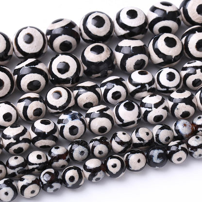 32PCS 12MM NaturalTibetan Stone Beads Round Loose Stone Beads for Jewelry Making DIY Energy Stone Healing Power Bracelet 15"