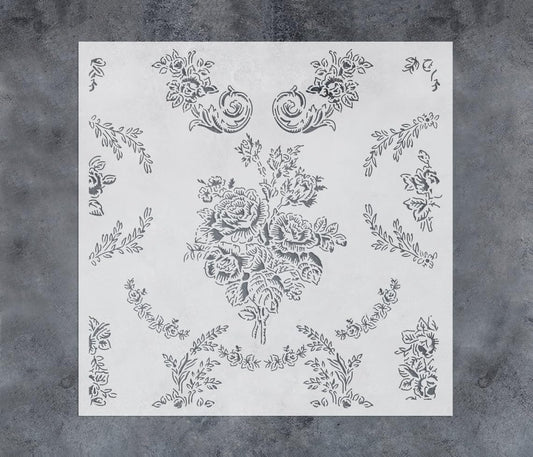 GSS Designs Flower Stencils for Painting on Wood Wall 12x12Inch Reusable Floral Wall Painting Stencils Ivy Leaf Template for Furniture Canvas Wood Home Decor DIY Art Crafts