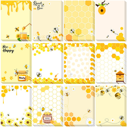 Chiisong 12 Pieces Bee Sticky Notes Bee Notepads Gifts 3x4 Inch Adhesive Honey Memo Notes for Women to Do List for Memo Reminder List for Office Home Supplies Teachers Gift