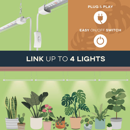 APICDOM LED Grow Light 4FT Full Spectrum Compact Linkable Lighting Fixture for Indoor Greenhouse Year Round Plant Seedlings, Essential Grow Slim Hanging Suspended Strip