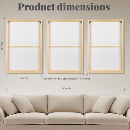 Framed 3D Textured Boho Neutral Abstract Wall Art for Living Room, 3 Piece Mid Century Modern Artwork for Walls, Creamy White Brown Relief Sculptures for Bedroom Hallway Wall Decor 20x30 In