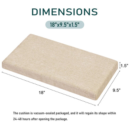 baibu Memory Foam Rectangle Bench Stool Cushion, Dual-Layer Design Non-Slip Saddle Stool Pads Bar Stool Cushion with Machine Washable Cover - Only 1 Pad (Beige, 18x9.5x1.5in)