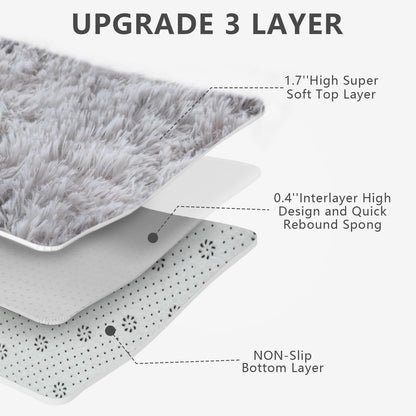 Shag Area Rugs for Bedroom Living Room,5X8 Ultra Soft Fluffy Area Rugs for Dorm, Indoor Carpet Nursery Rugs for Kids Room Home Decor,Tie-Dye Grey