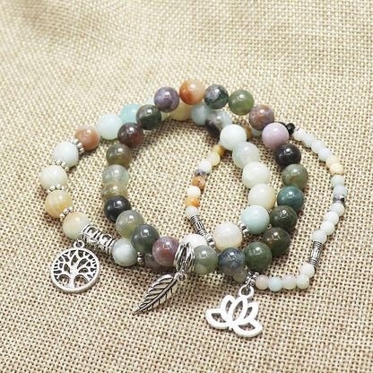 UEUC Tree of Life Yoga Healing Stone Bracelets,Multilayer Lotus Chakra Stone Reiki Bracelet Sets,Anxiety Crystal Natural Stone,for Women Stress Relief