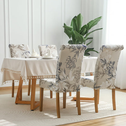 FORCHEER Chair Covers for Dining Room Set of 4 Elegant Flowers Stretch Floral Kitchen Chair Slipcover 4 Pieces Washable and Removable