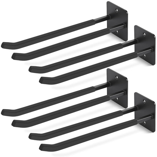 Heevir 14 Inches Extra Large Garage Hooks, 4Pcs Heavy Duty Garage Wall Mount Organizer, Tool Hanger Long Utility Storage Hooks for Hanging Tire, Chair, Ladder, Garden Tools, Strollers and More