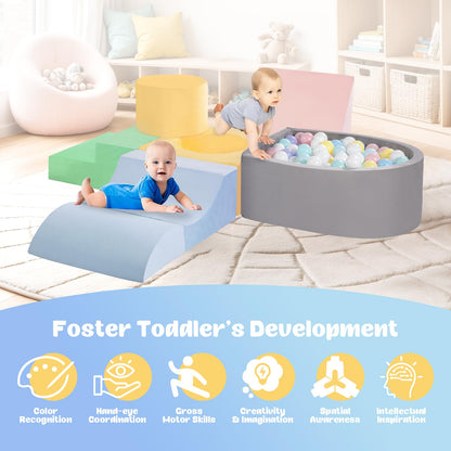 CAMELUS Climbing Toys for 1 Year Old, Foam Baby Climbing Blocks with Ball Pit for Toddlers, 6-Piece Soft Play Set, Indoor Climb Crawl Activity Play, Birthday (Balls not Included)