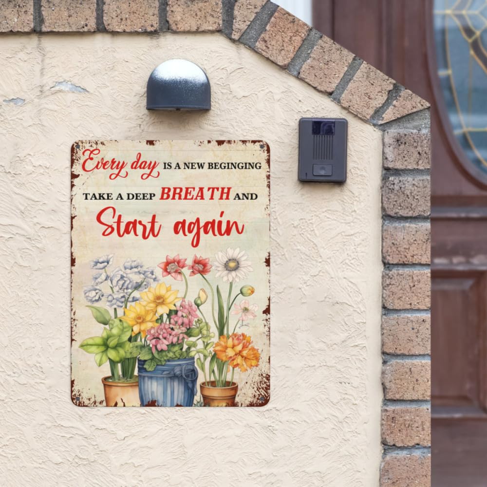 Retro Metal Signs Bundle: 'What a Wonderful World' & More - 4pc Set, 12x8 Inch, Decorative Garden Art for Yard & Porch