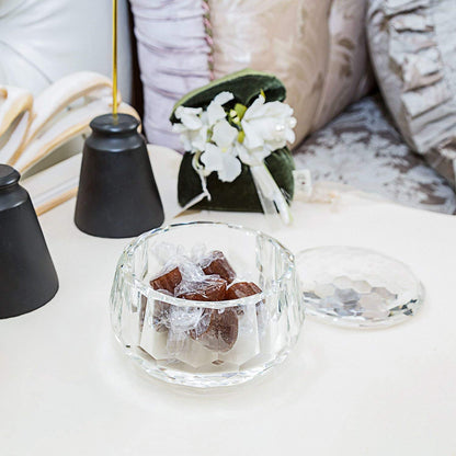 DONOUCLS Crystal Candy Dish, Nut Bowl with Lid 3" x 4.7" Decorative Crystal Bowl&Jar for Home Wedding Table
