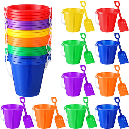 Sratte 48 Sets 4.7" Sand Buckets and Shovels Bulk Summer Beach Bucket Pack Plastic Beach Pails Sand Toys for Summer Pool Party Favors