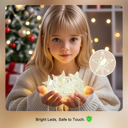Patioman Star Curtain Lights, Warm White Window Lights 70 Stars Hanging Light with Remote Fairy Led Twinkle String Lights Home Bedroom Wall Ceiling Décor for Christmas, Wedding, Party, Birthday