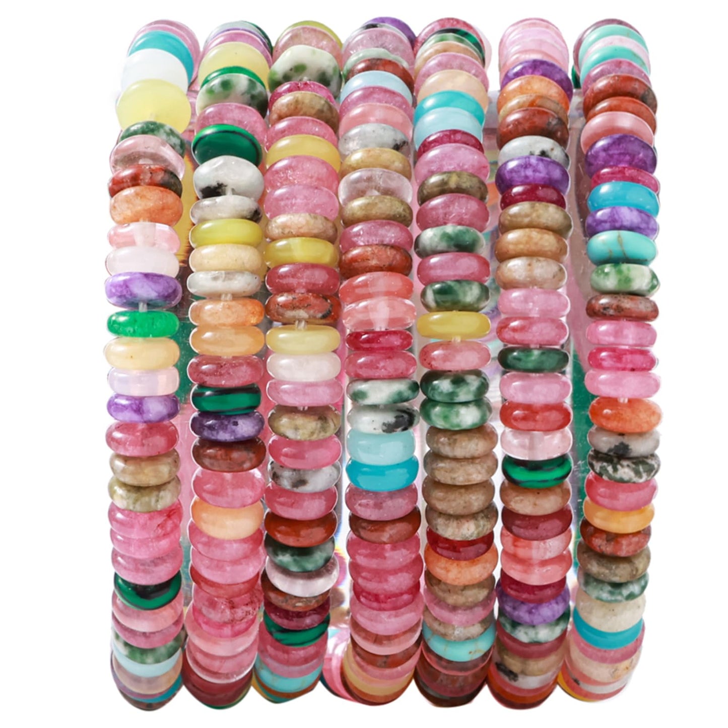 Natural Dark Mix Colored Stone Disk Spacer Beads 6x2mm 38cm/str Flat Rondelle Loose Semi Gemstone Caps for Making Bracelets Necklace
