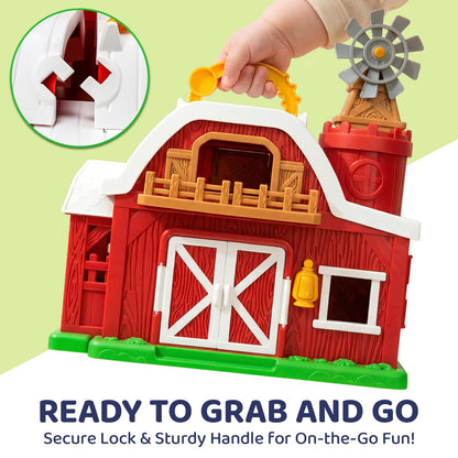 Toddler Farm Toys for 2 3 Year Old-All-in-One Barn Toy Set with Farm Animal Figures for Toddlers,Tractor&Fence,Educational Montessori-style Play Sets with Light&Sounds,Pretend Play Gift for Boys Girls