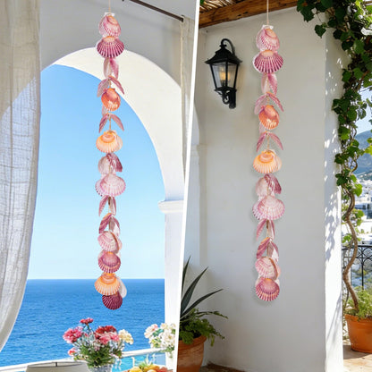 Purple Seashell Garland 32 Inch, Natural Shells Wall Hanging for Beach Home Decor Coastal Bathroom, Nautical Wall Art for Living Room Bedroom, Indoor Outdoor Mermaid Birthday Beach Party Decoration