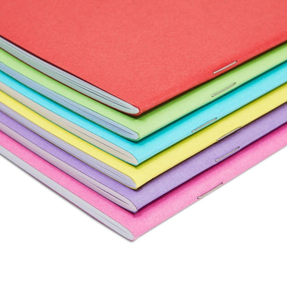 Paper Junkie 24 Pack Blank Books for Kids to Write Stories, A6 Colorful Notebooks Bulk, 4.3x5.5 in Unlined Travel Journals Scrapbooks for Students Sketching