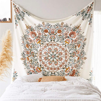 LANG XUAN Mandala Tapestry Wall Hanging Flower Psychedelic Tapestry Wall Hanging Decor for Living Room Bedroom Bohemian Plant Print (Green, 51.18" x 59.06")