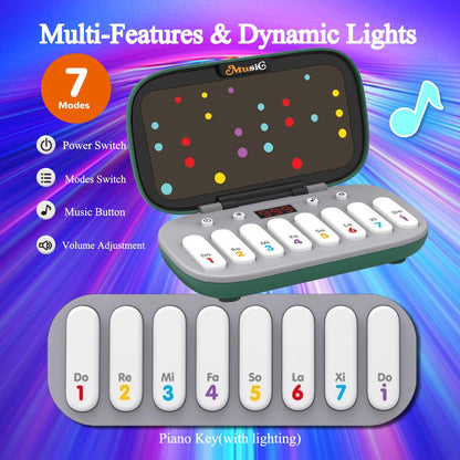 Kids Mini Piano Toy, BPA-Free Light Up Keyboard, Portable Travel Learning Toys for Toddlers, Music Interactive Birthday Gift for 3 4 5 6 Year Old Boys Girls Children (Green)