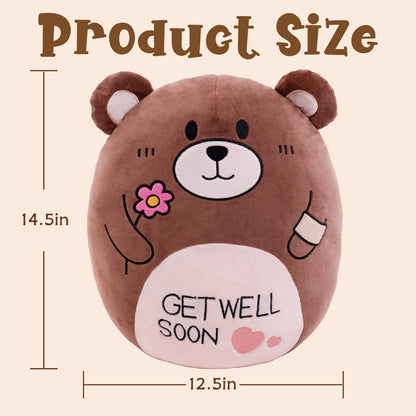AmyToo 14.5“ Get Well Soon Teddy Bear Plush Pillow Soft Teddy Bear Stuffed Animal Body Pillow Gifts for Kids Girls and Boys After Surgery