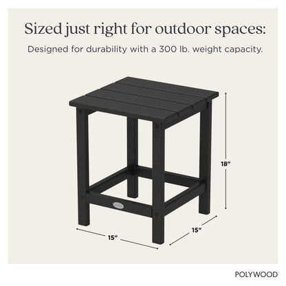 POLYWOOD Long Island 18" Side Table, Black