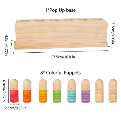Totatatree Wooden Pop Up Puppets|Wooden Cause and Effect Toys for Boys & Girls, Montessori Color Matching Toys,Special Festival Gift for Kids 2 3 4