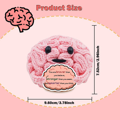 POPNANA Birthday Crochet Gifts for Women Men Mom Dad Handmade Positive Gift for Girls Boys Kids Teens Coworkers Teachers Friend Cute Brain Toy Holiday Office Home Decor Inspirational Doll(Braver)