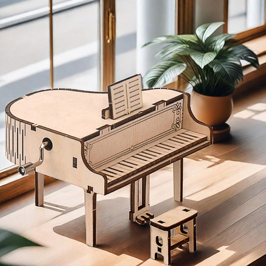 Musiin 3D Wooden Puzzle Piano Music Box – DIY Hand-cranked Grand Piano Model kit, Suitable for Music Lovers and Mechanical Craft Enthusiasts, can be Assembled into Musical Craft Gifts