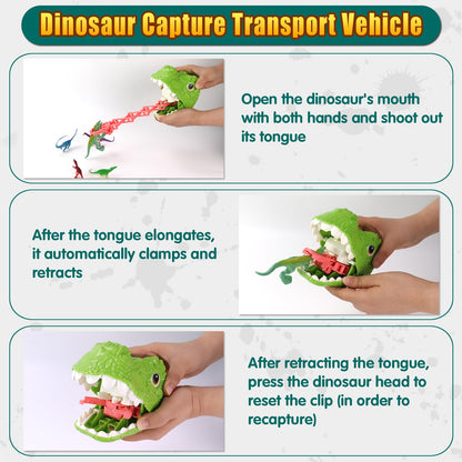 Oiuros 50PCS Dinosaur Truck Toy, Tyrannosaurus Capture Vehicle with 50 Dinosaur Figures, Educational Jurassic Playset for Boys & Girls - Perfect Birthday