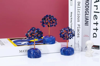 QINJIEJIE Blue Sodalite Healing Crystal Tree Decor Natural Stone Gemstone Room Office Desk Decor Gem Base Copper Wire Money Tree of Life Reiki Book Shelf Decorations Spiritual Yoga Gift for Women