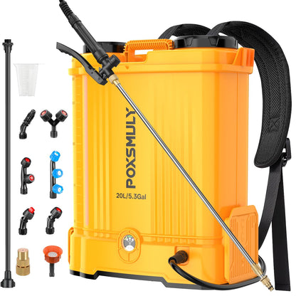 Battery Powered Backpack Sprayer for Dewalt 20v Max Battery, 5.3 Gallon, 100 PSI Electric Weed Sprayer, Yard Graden Sprayer with Telescopic Wand, 7 Nozzles, Backpack Sprayer 20v (Battery Not Included)