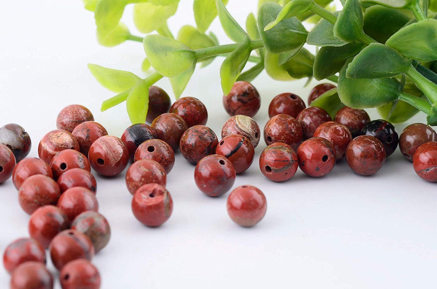 Natural Stone Beads 100pcs 10mm Round Red Jasper Genuine Real Stone Beading Loose Gemstone Hole Size 1mm DIY Charm Smooth Beads for Bracelet Necklace Earrings Jewelry Making (Red Jasper,10mm)