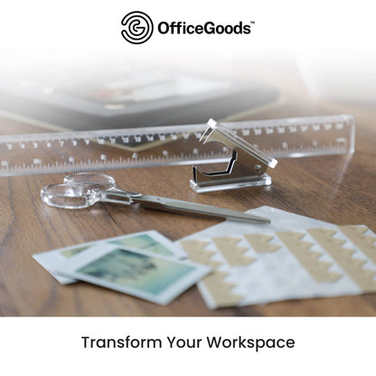 OfficeGoods 3 Piece Acrylic Desk Set - Includes Ruler, Staple Remover, Scissors - Functional & Elegant Desk Accessories - Stationary Tools for Home, Office, and School - Silver